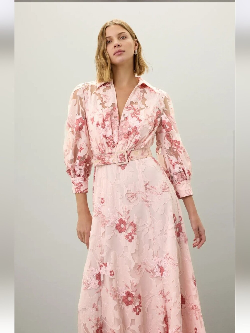 BADGLEY MISCHKA LACE APPLIQUE SHIRT DRESS SIZE 6 MSRP $1190 - Picture 3 of 14
